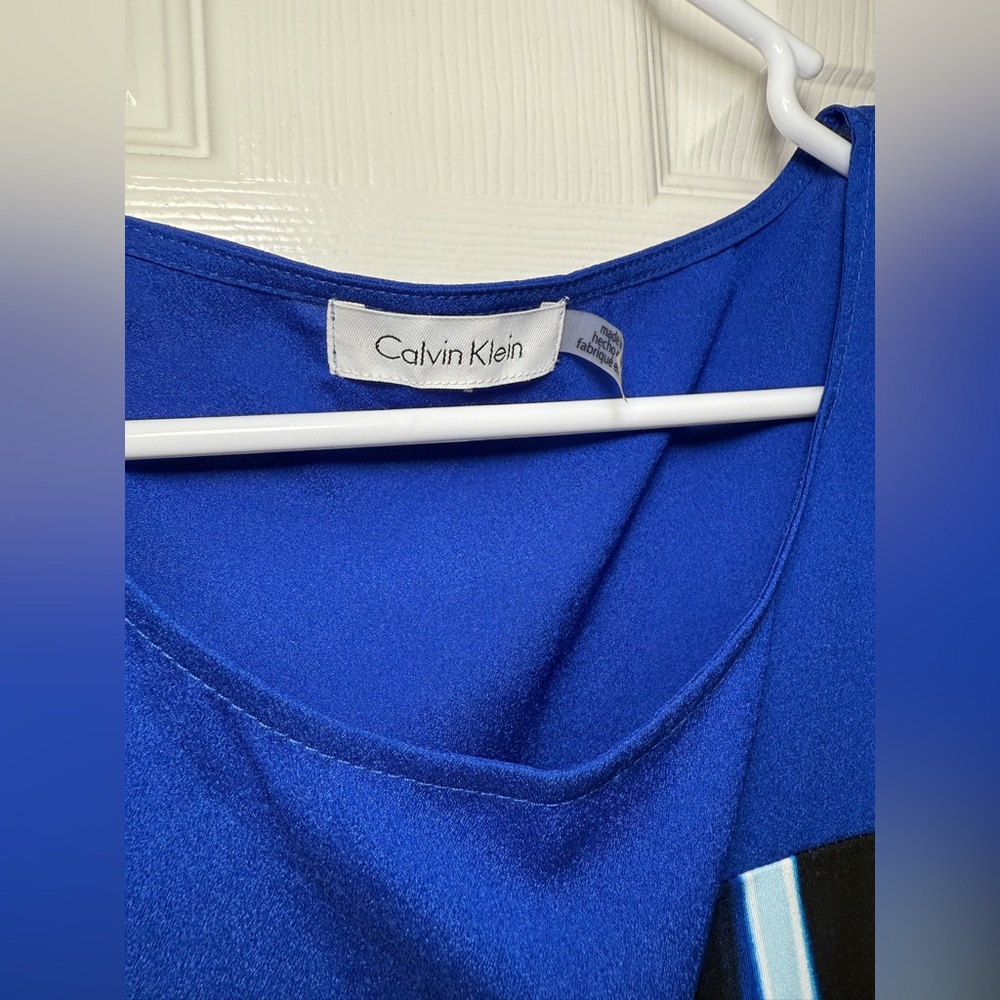 Calvin Klein Black White Graphic Tank Top Women’s Size M Asymmetrical - Picture 2 of 4